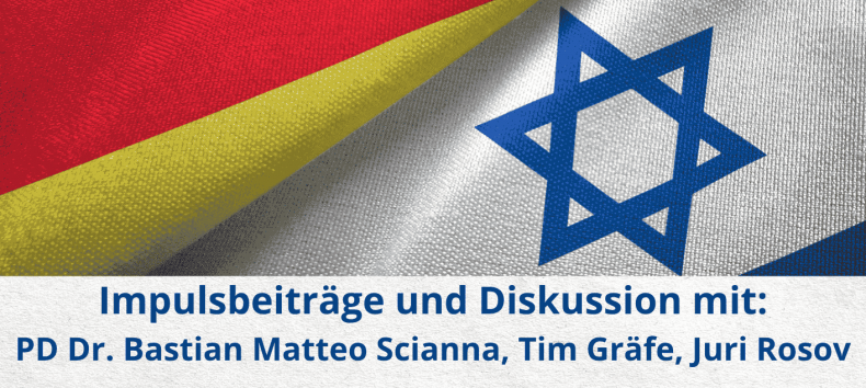 Sharepic zur Veranstaltung Die Flagge Israels und Deutschlands auf einen Weißen Hintergrund. // © KAS M-V Sharepic zur Veranstaltung Die Flagge Israels und Deutschlands auf einen Weißen Hintergrund. // © KAS M-V