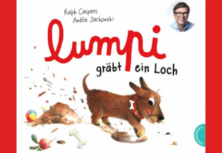 Buchcover - Der Dackel Lumpi gr&auml;bt ein Loch, neben ihm liegt ein Knochen und ein Radieschen // &copy; Stadtbibliothek Stralsund