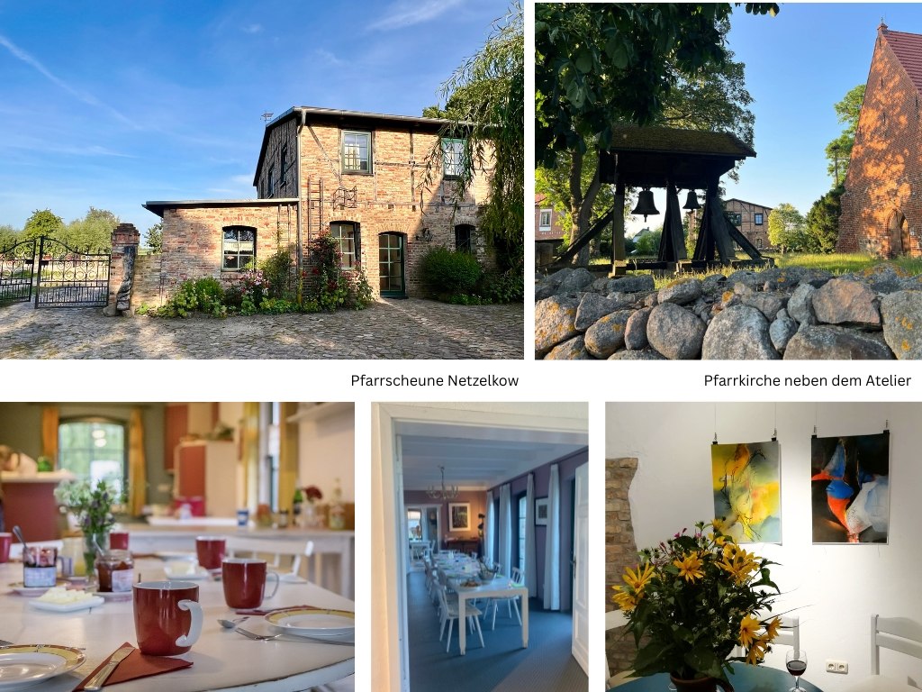 Stodoła parafialna Netzelkow, z pięknym ogrodem i otaczającym krajobrazem - ciesz się czasem spędzonym w tym miejscu i tworzeniem sztuki - w malarstwie i rysunku // &copy; Anne Br&ouml;mme