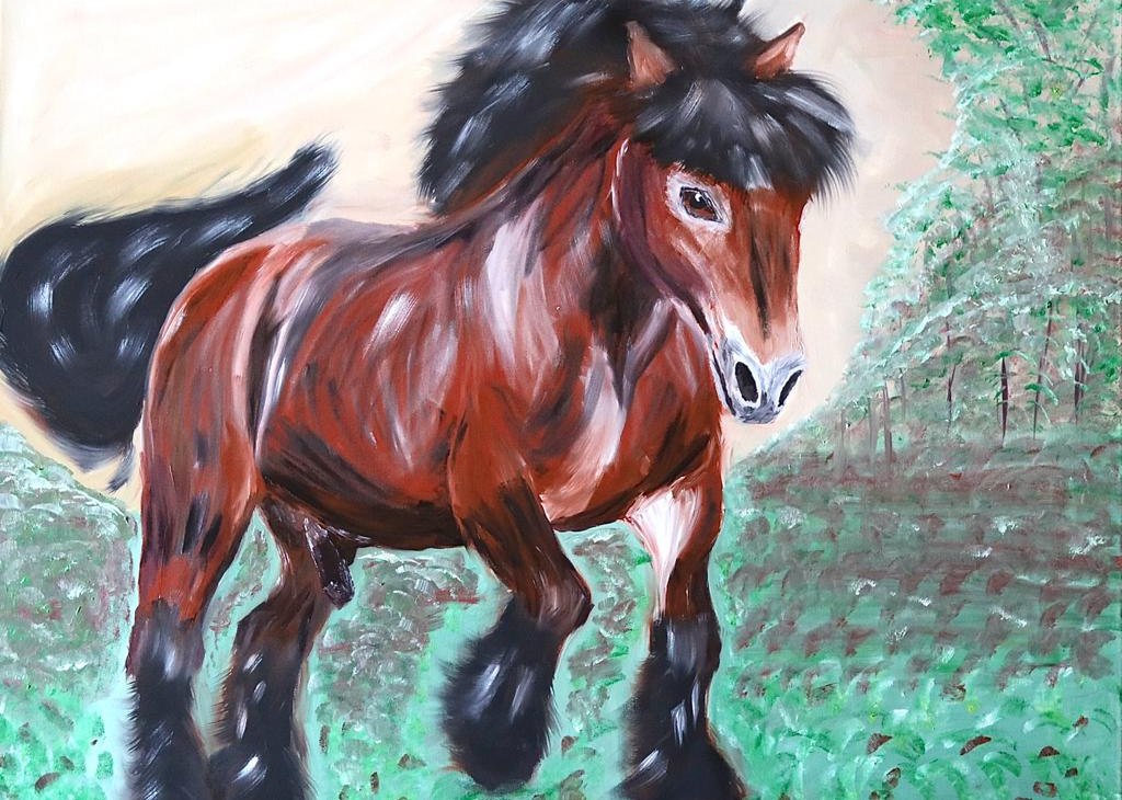 Obraz olejny autorstwa Wolfganga Hube Mecklenburger Kaltblut ogier, © Wolfgang Hube