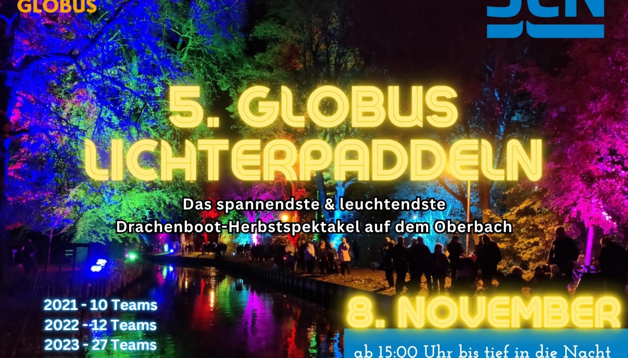 5. Globus Lichterpaddeln w Oberbach Neubrandenburg8. Listopad 2025 od 3 po południu, © SCN Drachenboot