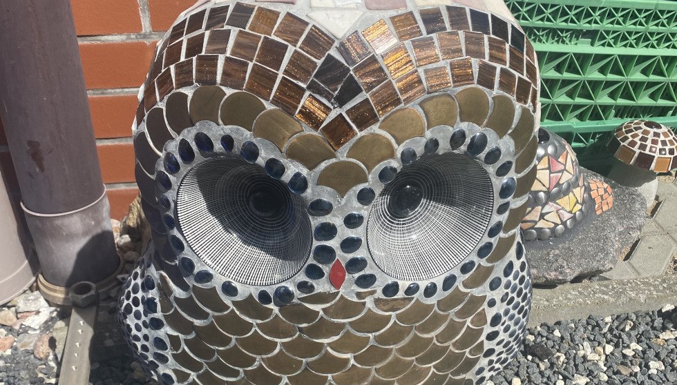 Eule aus Beton und Mosaiksteine&copy;Margarete Reimer, &copy; Margarete Reimer