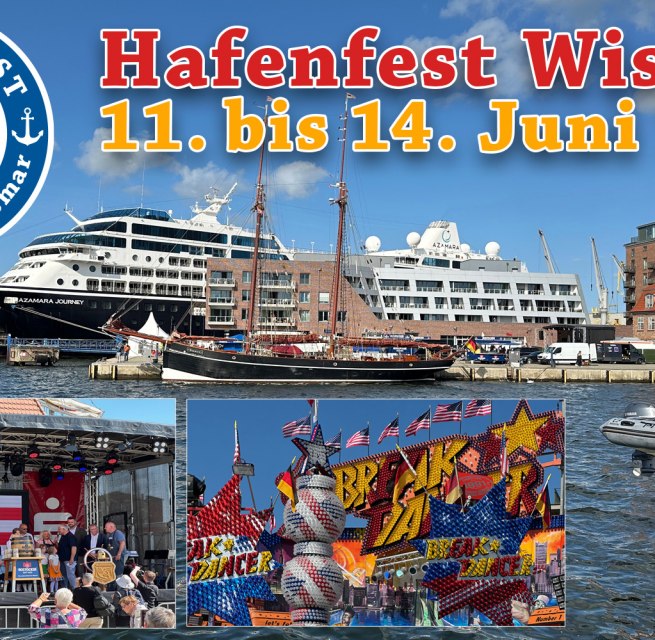 Willkommen beim großen Volksfest im Alten Hafen Wismar! // © Carsten Raum Willkommen beim großen Volksfest im Alten Hafen Wismar! // © Carsten Raum
