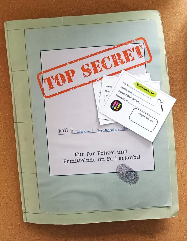 Investigation folder for detective work on the "treasure hunt" case // &copy; JSB e. V.