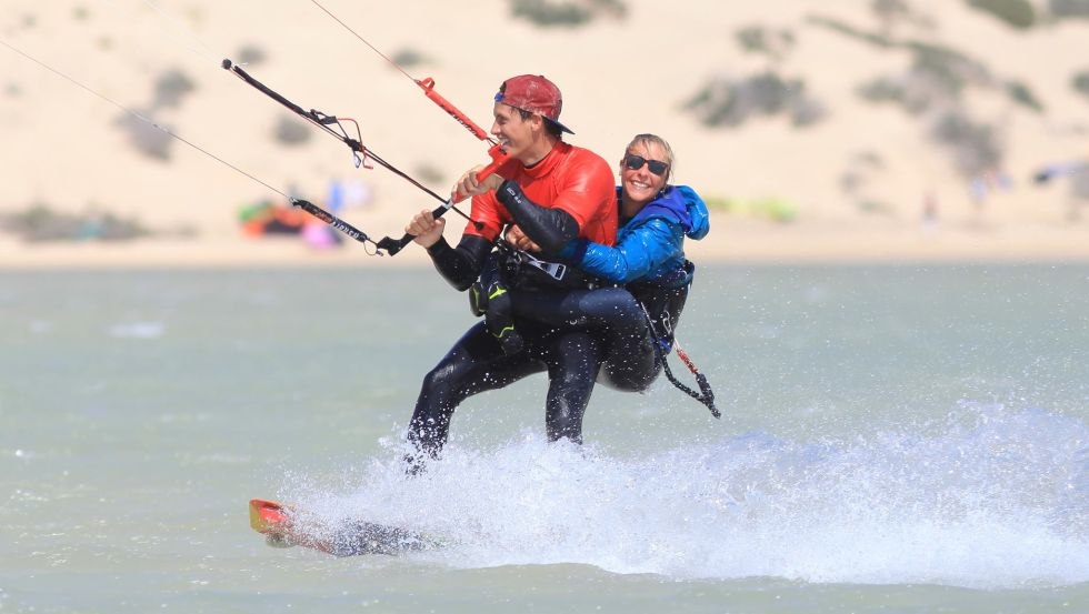 Lots of fun "piggyback" kitesurfing // &copy; Oceanblue Watersports