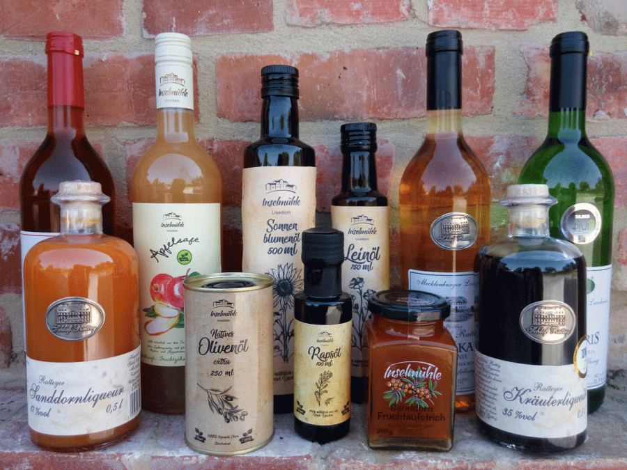 A variety of regional products "Made in Usedom, © Inselmühle Usedom GmbH A variety of regional products "Made in Usedom, © Inselmühle Usedom GmbH