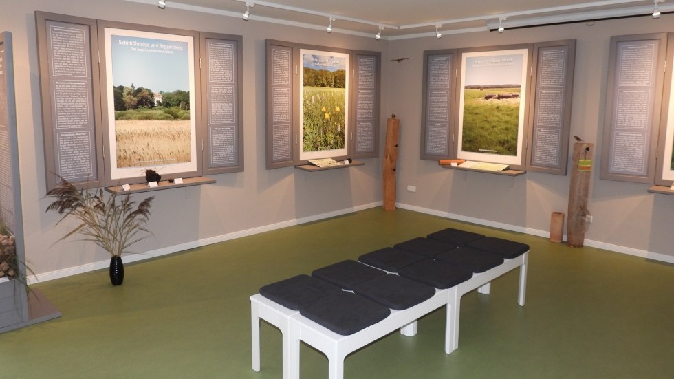 Wystawa zawiera informacje na temat powstawania torfowiska w dolinie oraz żyjących tu gatunków zwierząt i roślin., © Martin Hagemann Wystawa zawiera informacje na temat powstawania torfowiska w dolinie oraz żyjących tu gatunków zwierząt i roślin., © Martin Hagemann