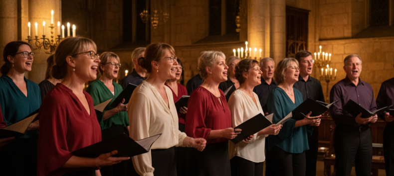 Choir sings by candlelight, &copy; Rhea B&ouml;hme