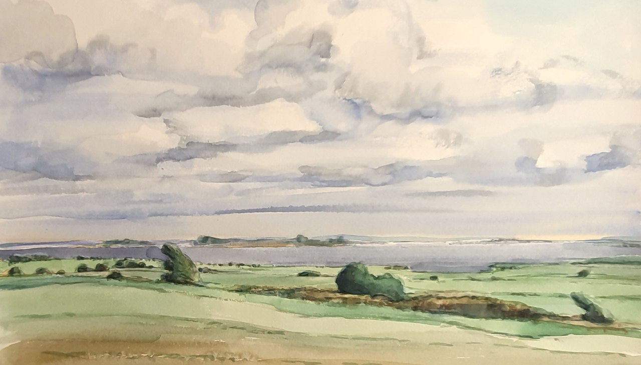 Krajobraz zatoki
Fischland 1990 Akwarela, &copy; J&uuml;rgen Schneider