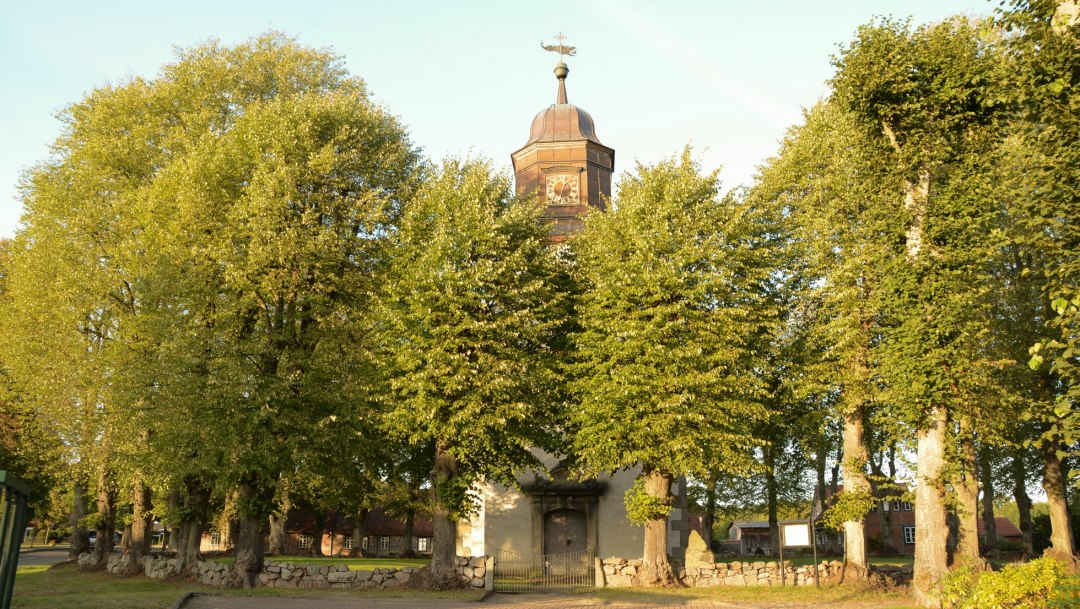 Zicht op de toren van de kerk in Warlitz, © Tourismusverband Mecklenburg-Schwerin e.V.