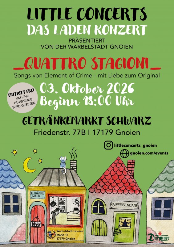 Concert at Laden on October 3 in Gnoien // © Warbelstadt Gnoien Concert at Laden on October 3 in Gnoien // © Warbelstadt Gnoien