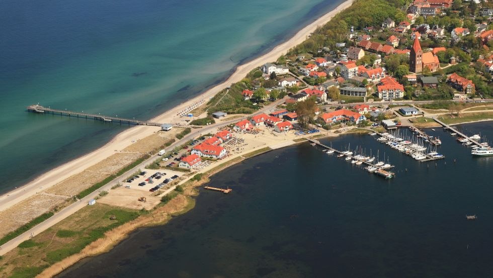 Aerial view of the pier and the lagoon square in Rerik, © Kurverwaltung Ostseebad Rerik, A. Herrmann