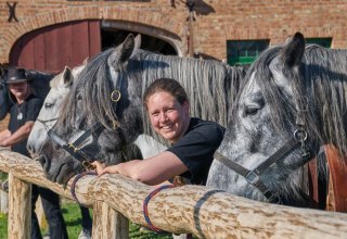 Spanish-Norman Horses in front of the granary at Herian Stud Farm // © Michael Schauenberg Spanish-Norman Horses in front of the granary at Herian Stud Farm // © Michael Schauenberg