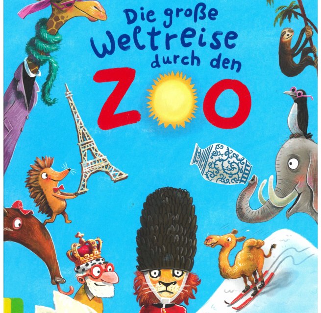 Buchcover: hellblauer Hintergrund, in der Mitte ein Löwe als Zirkusdirektor, außen herum verschiedene lustig angekleidete Tiere. // © Stadtbibliothek Stralsund Buchcover: hellblauer Hintergrund, in der Mitte ein Löwe als Zirkusdirektor, außen herum verschiedene lustig angekleidete Tiere. // © Stadtbibliothek Stralsund