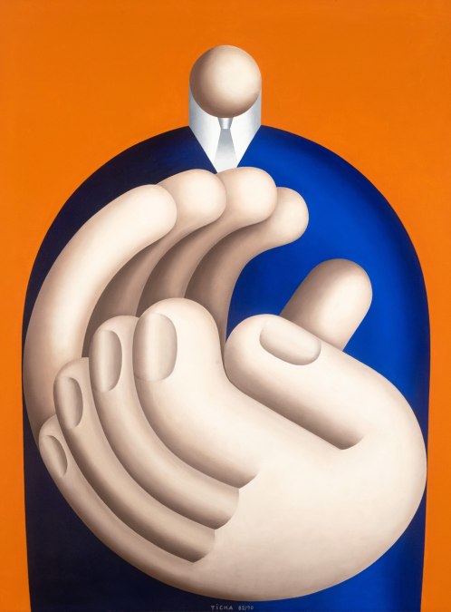 Hans Ticha: Klatscher (1), 1982, olej na pł&oacute;tnie, 80 x 60 cm, Deutsches Historisches Museum, &copy; Hans Ticha, VG Bild-Kunst, Bonn 2025, &copy; VG Bild-Kunst, Bonn 2025