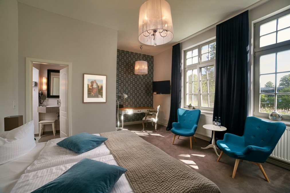 Stijlvol ingerichte kamer in Gut Vorbeck, © Gut Vorbeck / Thomas Mandt