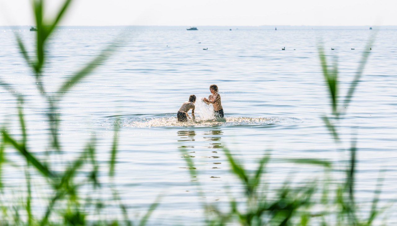 Pływanie na brzegu rzeki Müritz w Klinker, © TMV/Tiemann