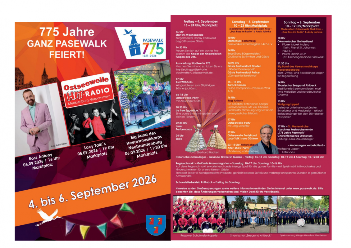 Programma feestweekend // &copy; Stadt Pasewalk