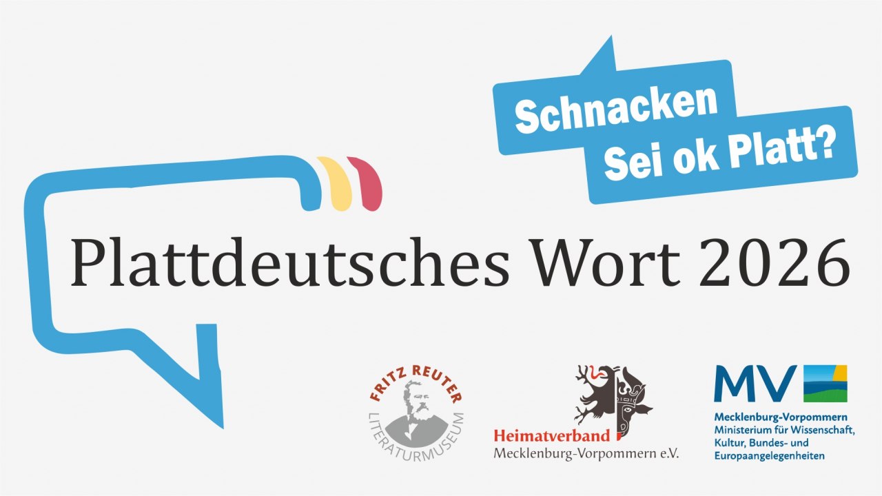 Aankondiging van het Laagduits woord 2026, © Fritz-Reuter-Literaturmuseum Aankondiging van het Laagduits woord 2026, © Fritz-Reuter-Literaturmuseum