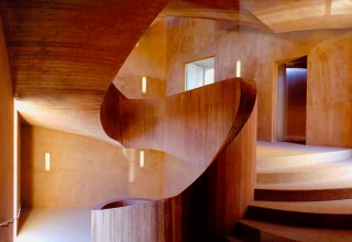 Treppenhaus, Museum K&uuml;ppersm&uuml;hle.  Architekt: Herzog & de Meuron Basel, Ausf&uuml;hrung: Armin Ardi, Carl Giskes und Leembouw Nederland // &copy; Foto: Egon Hanfstingl