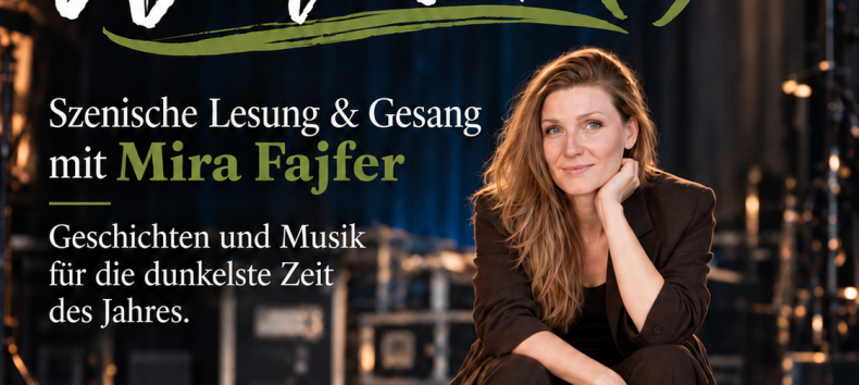 WINTERLICH(T) – Literatur und Musik zum JahresausklangWenn die Tage kürzer werden und das Jahr langsam zur Ruhe kommt, ist es Zeit für Geschichten, die wärmen. Die Schauspielerin und Sängerin Mira Fajfer nimmt ihr Publikum mit auf eine szenische und musikalische Reise durch die dunkle Jahreszeit. Mit Geschichten, Gedichten, humorvollen Anekdoten und Gesang verbindet sie literarische Klassiker mit überraschenden Entdeckungen und Geschichten aus Mecklenburg.Mal heiter und augenzwinkernd, mal poetisch und nachdenklich entsteht ein abwechslungsreiches Programm über Winter und Weihnachten, Erinnerungen und Neuanfänge. // © Landkreis Ludwigslust Parchim WINTERLICH(T) – Literatur und Musik zum JahresausklangWenn die Tage kürzer werden und das Jahr langsam zur Ruhe kommt, ist es Zeit für Geschichten, die wärmen. Die Schauspielerin und Sängerin Mira Fajfer nimmt ihr Publikum mit auf eine szenische und musikalische Reise durch die dunkle Jahreszeit. Mit Geschichten, Gedichten, humorvollen Anekdoten und Gesang verbindet sie literarische Klassiker mit überraschenden Entdeckungen und Geschichten aus Mecklenburg.Mal heiter und augenzwinkernd, mal poetisch und nachdenklich entsteht ein abwechslungsreiches Programm über Winter und Weihnachten, Erinnerungen und Neuanfänge. // © Landkreis Ludwigslust Parchim