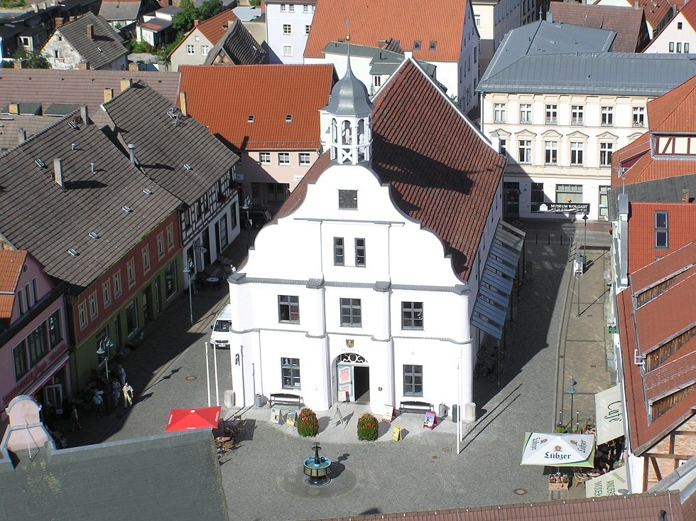 Wolgast town hall from above // &copy; Baltzer