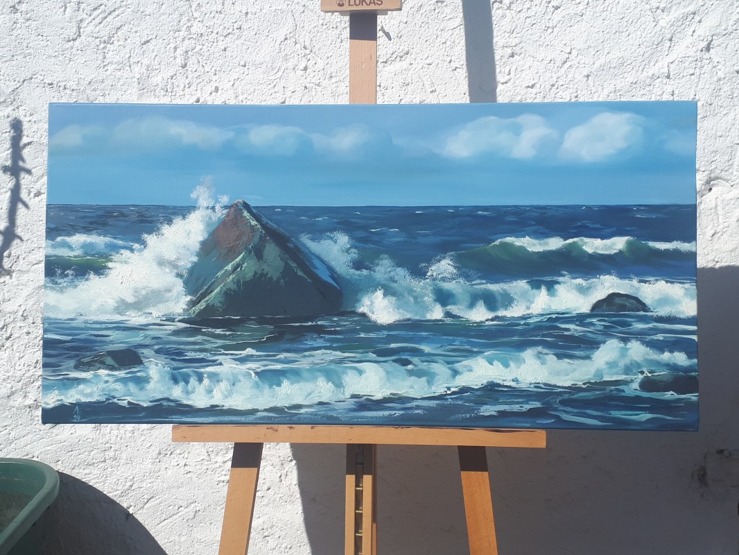 En hier is een olieverfschilderij met een motief van het eiland. // &copy; Anja Gehrke