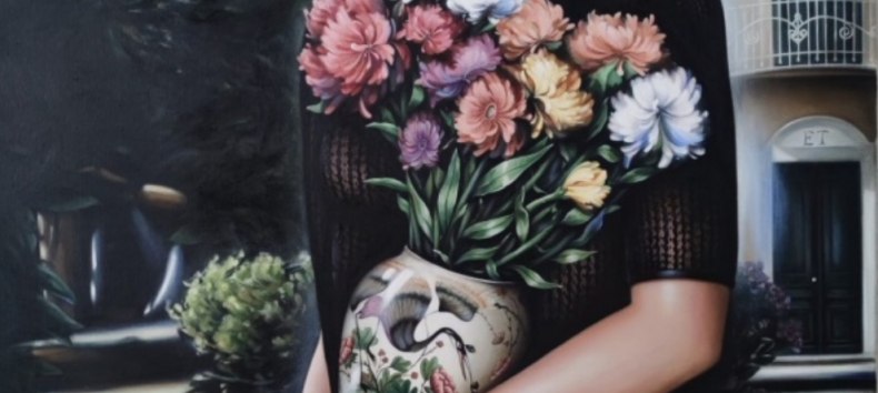 Flower girl - 2023 - Oil on canvas - 140 x 100 // &copy; Elena Tarasenko