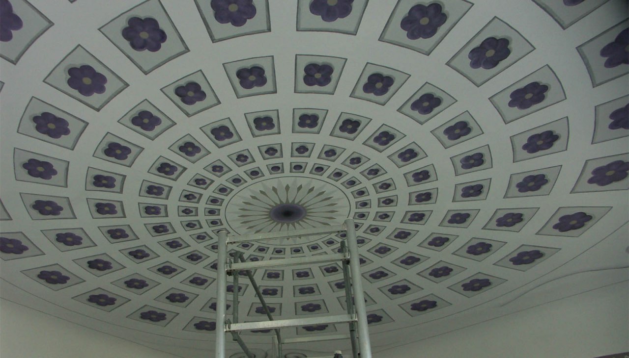 Plafondschildering gereconstrueerd, Bobbin landhuis, © Gabriele Lenkeit Plafondschildering gereconstrueerd, Bobbin landhuis, © Gabriele Lenkeit