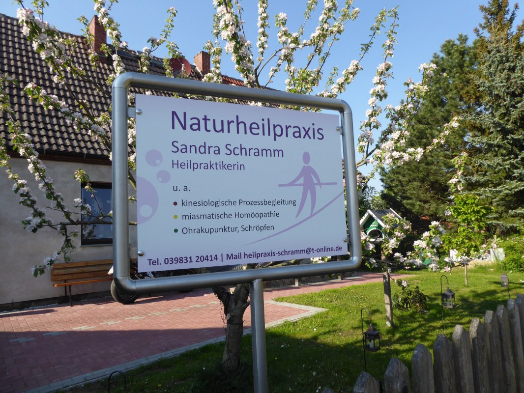 This sign points you to my practice in Carwitz, &copy; S. Schramm