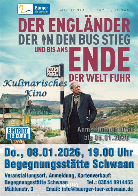 Plakat Anglik, który wsiadł do autobusu 12 cm 300 z ramką, © Bürger für Schwaan e.V.