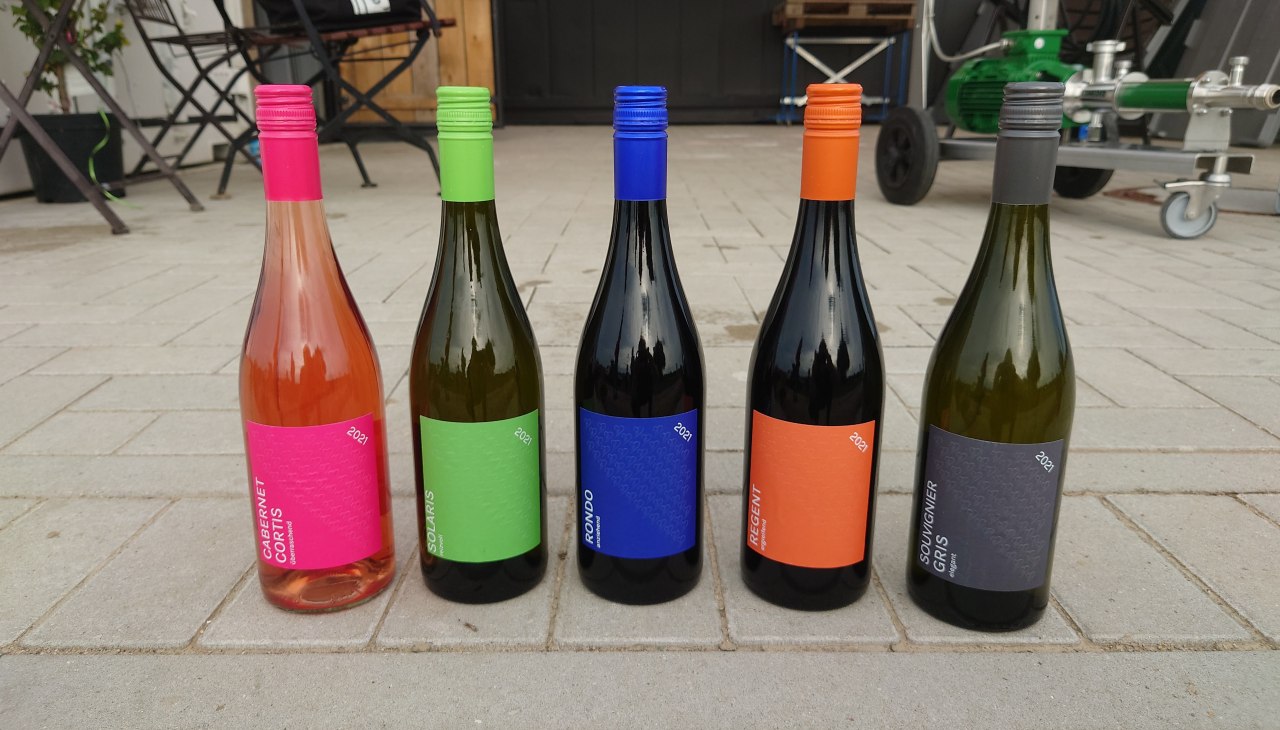 Zakres. 2 białe ... 2 czerwone ... 1 różowe, © wein-mv.de