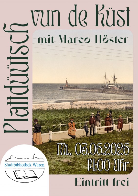 Gratis evenement Laagduits // © Stadtbibliothek Waren (Müritz) Gratis evenement Laagduits // © Stadtbibliothek Waren (Müritz)