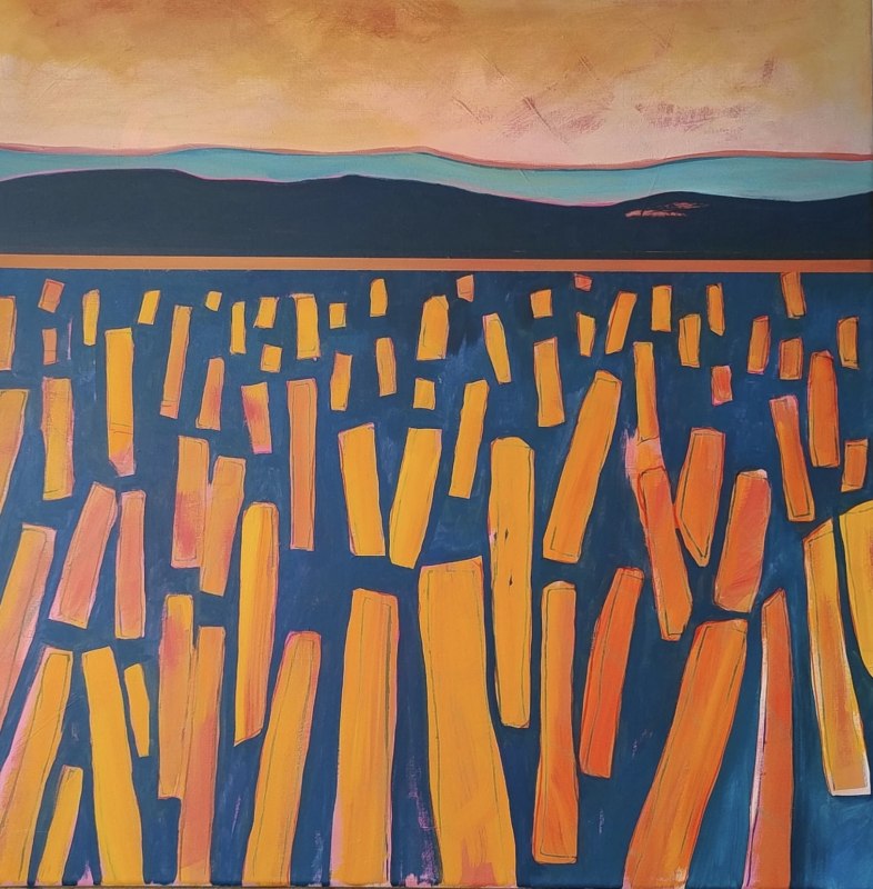 Orange under blue, stubble field (2024) 80x80 cm acrylic on canvas // © Kai Hoge Orange under blue, stubble field (2024) 80x80 cm acrylic on canvas // © Kai Hoge