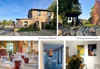 The parish barn Netzelkow, with the beautiful garden and the surrounding landscape - enjoy the time out in this place and making art - in painting and drawing // &copy; Anne Br&ouml;mme