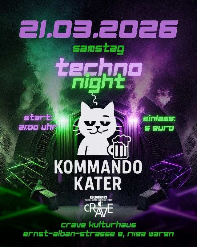 Technoavond met Kommandokater // &copy; cRAVE Kulturhaus