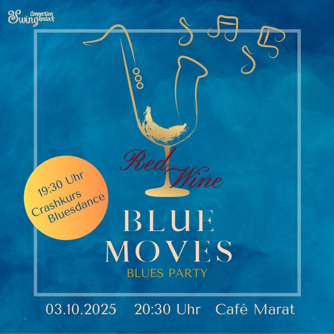 In de gezellige vintage sfeer van Café Marat in het Peter-Weiss-Haus staat je op 03.10.2025 vanaf 20:30 een hele avond vol bluesmuziek te wachten - helemaal retro, want onze DJ draait vinyl! Je kunt en moet dansen. Voor nieuwe bluesliefhebbers is er om 19:30 uur een spoedcursus., © Swing Connection Rostock e. V.