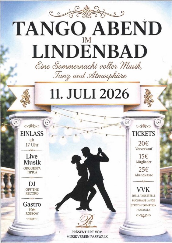 Tango-avond - Lindenbad // &copy; Musikverein Pasewalk