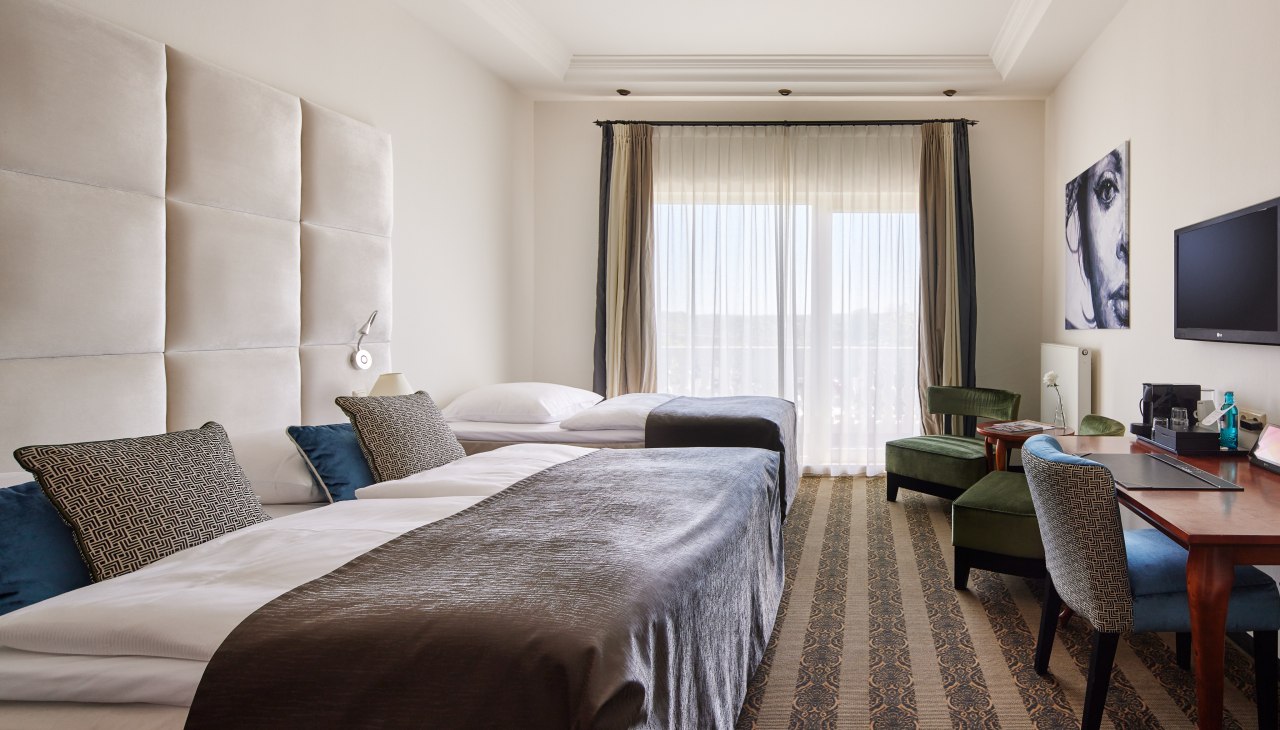 Hotelzimmer Dreibett, © Van der Valk Linstow Hotelzimmer Dreibett, © Van der Valk Linstow