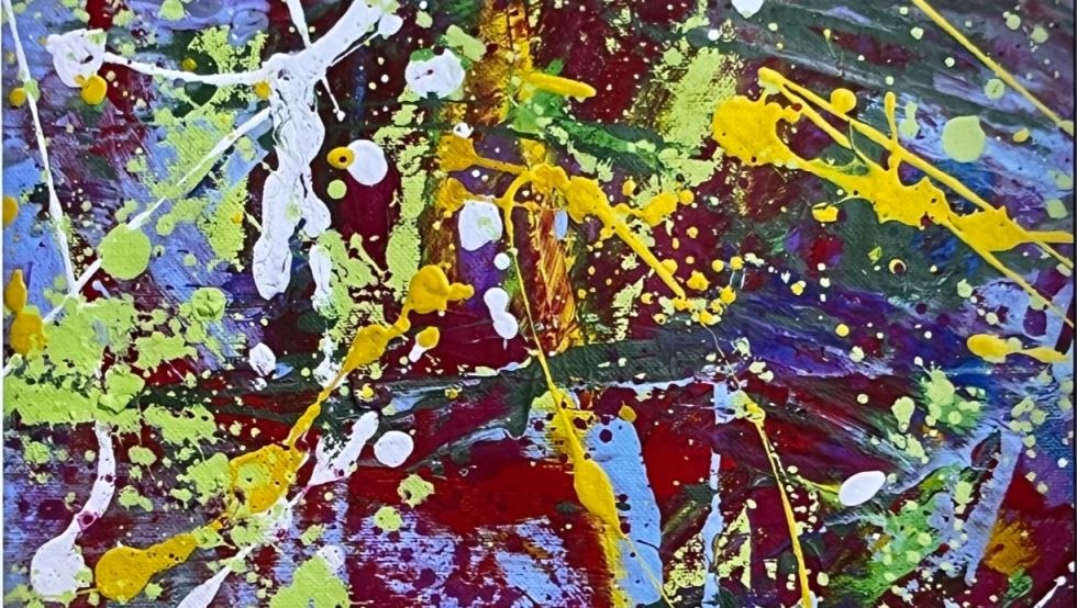 Detail uit Mei, acryl op brandnetel, © Ebba Sakel Detail uit Mei, acryl op brandnetel, © Ebba Sakel