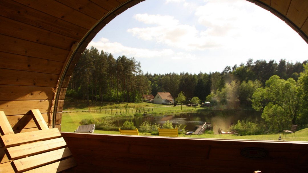 Widok z sauny beczkowej, © Hotel & Restaurant Heidekrug Widok z sauny beczkowej, © Hotel & Restaurant Heidekrug