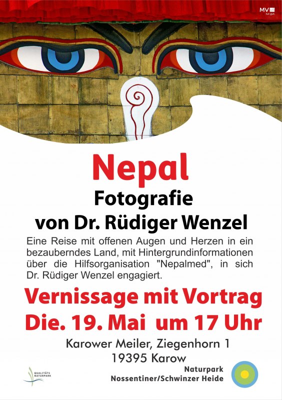 Poster for the vernissage and the exhibition "Nepal" // &copy; Naturpark Nossentiner/Schwinzer Heide