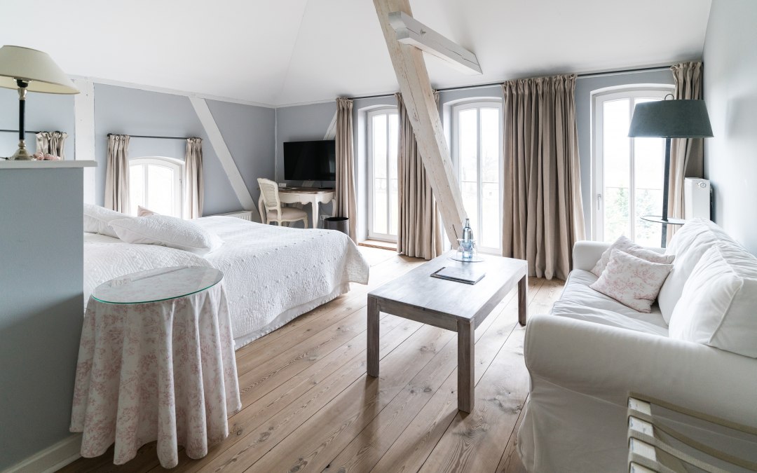 Hotelkamer op kasteel Gamehl, © Schloss Gamehl / DOMUSimages Alexander Rudolph
