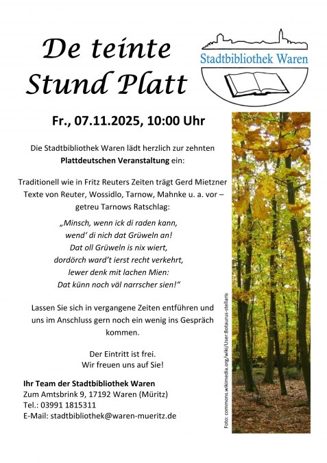 Poster for the event, © Stadtbibliothek Waren