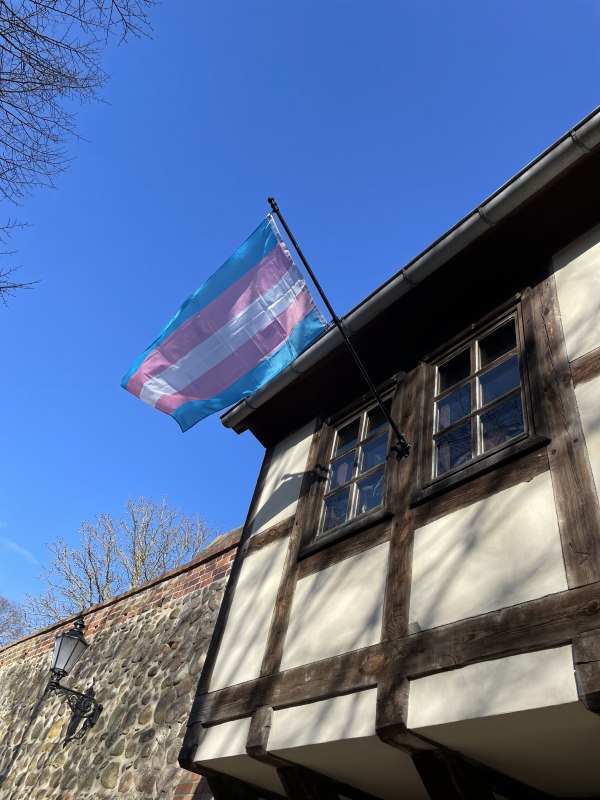 Podnoszenie trans* flagi na Dzień Widoczności Trans* // © Nils Berghof Podnoszenie trans* flagi na Dzień Widoczności Trans* // © Nils Berghof