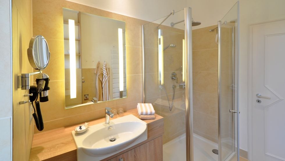 Widok z łazienki na mieszkania wakacyjne Villa Germania, © Hotel Westfalia