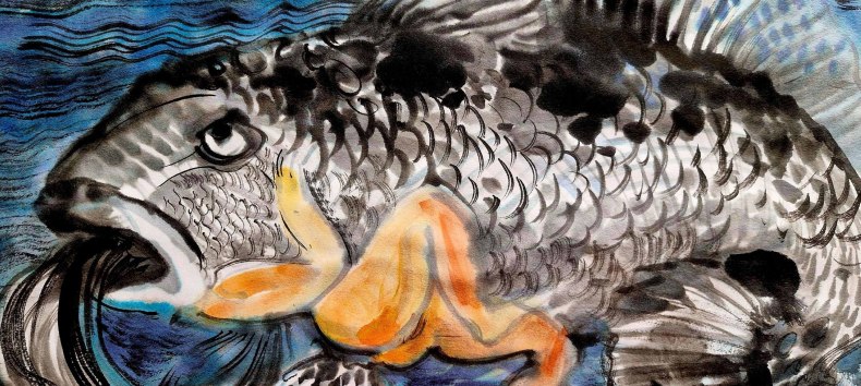 Anne Cirkola: Fiscjers Fru. 2025,ink, watercolor on canvas, © Anne Cirkola