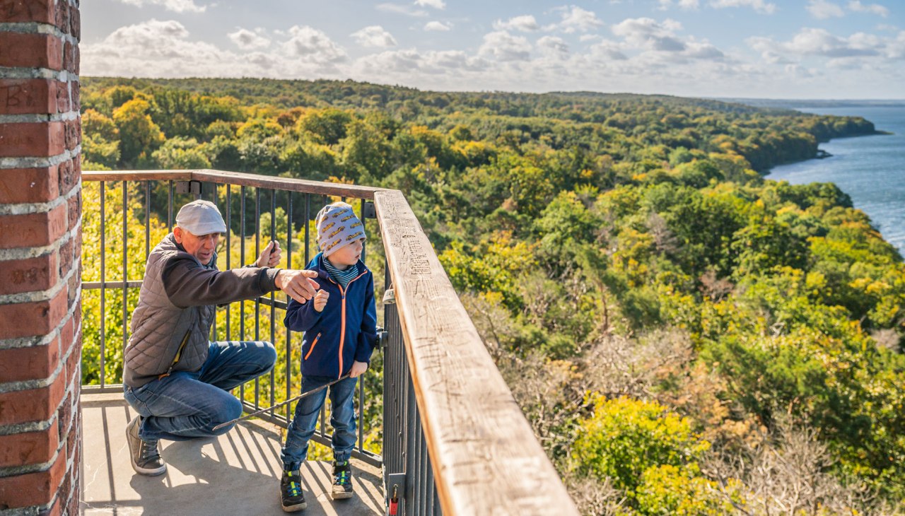 Widok z wieży widokowej Behmshöhe w Neubrandenburgu, © TMV/Tiemann Widok z wieży widokowej Behmshöhe w Neubrandenburgu, © TMV/Tiemann