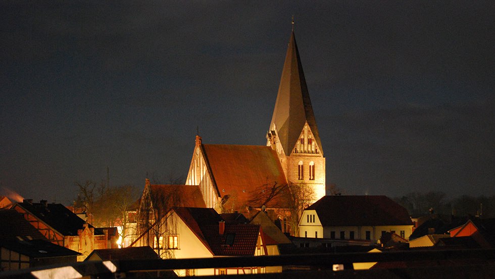 Nicolaikirche night shot - Röbel/Müritz, © Stadt Röbel/Müritz