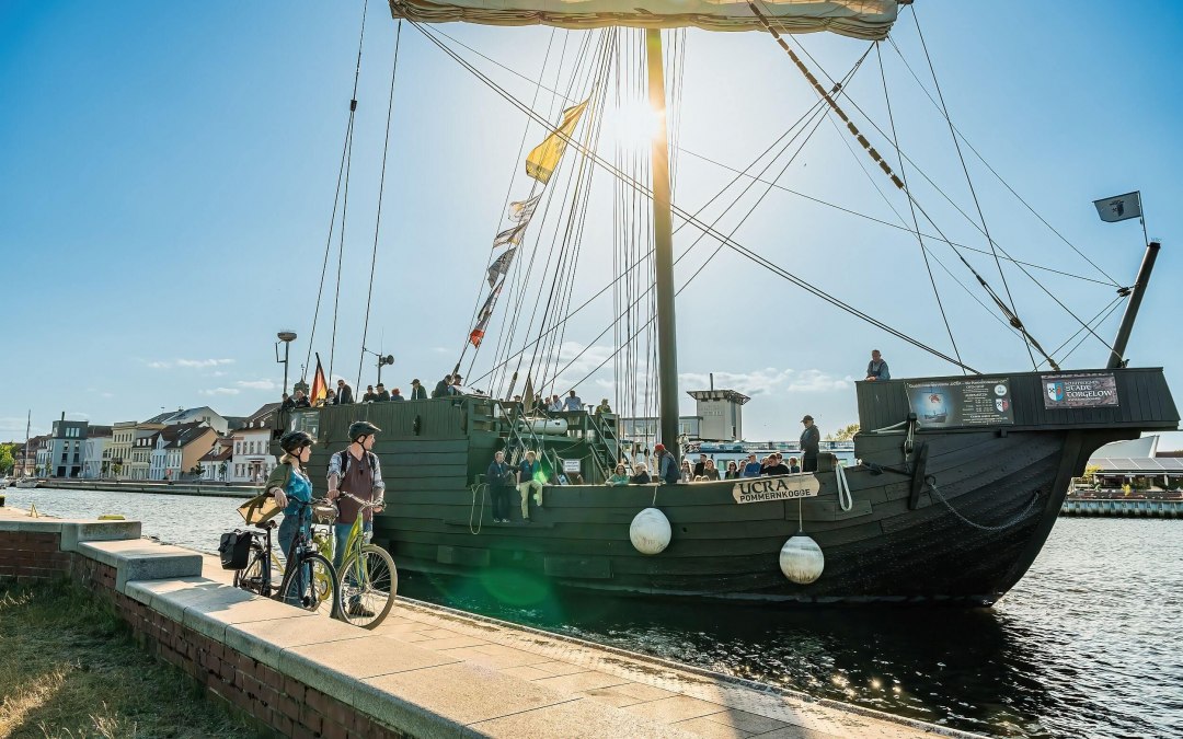 Pomeranian cog Ucra in the port of Ueckermünde, © TMV/Tiemann
